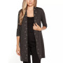 Grommet-Trim Open-Front Cardigan