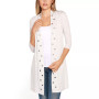 Grommet-Trim Open-Front Cardigan
