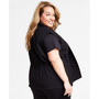 Plus Size Open-Front Cap-Sleeve Vest