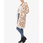 Women's Leopard Print Open Front Sherpa Cardigan