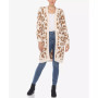 Women's Leopard Print Open Front Sherpa Cardigan