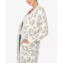 Women's Leopard Print Open Front Sherpa Cardigan