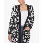Women's Leopard Print Open Front Sherpa Cardigan