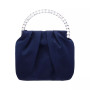Crystal Handle Satin Pouch Bag