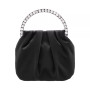 Crystal Handle Satin Pouch Bag