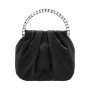 Crystal Handle Satin Pouch Bag