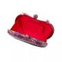 Printed Acrylic Minaudiere with Beaded Handle Clutch