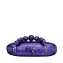 Printed Acrylic Minaudiere with Beaded Handle Clutch
