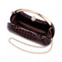 Women's Croco Patent Minaudiere Metal Handle Handbag