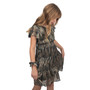 Big Girls Flutter Sleeve Bow Back Metallic Dress with Scrunchie