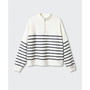 Women's Zip Detail Striped Sweater