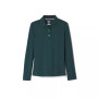 Little Girls Uniform Long Sleeve Interlock Knit Polo with Picot Collar