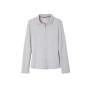 Little Girls Uniform Long Sleeve Interlock Knit Polo with Picot Collar