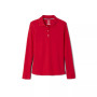 Little Girls Uniform Long Sleeve Interlock Knit Polo with Picot Collar