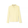 Little Girls Uniform Long Sleeve Interlock Knit Polo with Picot Collar