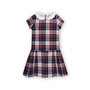 Girls' Short Sleeve Peter Pan Collar Pleated Schoolgirl Dress, Kids