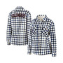 Women's Oatmeal Columbus Blue Jackets Plaid Button-Up Shirt Jacket