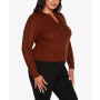 Black Label Plus Size Zip Cable Sweater