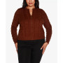 Black Label Plus Size Zip Cable Sweater