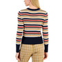 Women's Open-Stitch Striped Long-Sleeve Sweater