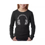Big Girl's Word Art Long Sleeve T-Shirt - Music Note Headphones