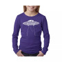 Big Girl's Word Art Long Sleeve T-Shirt - Flying Saucer UFO