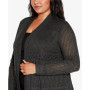 Plus Size Pointelle Long Sleeves Open Cardigan Sweater