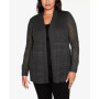 Plus Size Pointelle Long Sleeves Open Cardigan Sweater