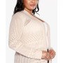 Plus Size Pointelle Long Sleeves Open Cardigan Sweater