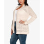 Plus Size Pointelle Long Sleeves Open Cardigan Sweater