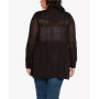 Plus Size Pointelle Long Sleeves Open Cardigan Sweater