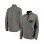 Women's Heathered Gray, Green Oregon Ducks Magnum Quilted Quarter-Snap Jacket
