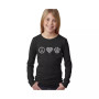 Big Girl's Word Art Long Sleeve T-Shirt - Peace Love Cats