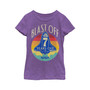 Girl's Space Shuttle Blast Off 7th Birthday Retro Portrait Child T-Shirt