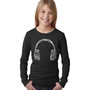 Big Girl's Word Art Long Sleeve T-Shirt - HEADPHONES - LANGUAGES