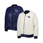Women's Oatmeal, Navy Tennessee Titans Switchback Reversible Full-Zip Jacket