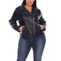 Plus Size Faux Leather Jacket
