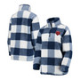 Women's Navy Chicago Bears Sherpa Plaid Quarter-Zip Jacket
