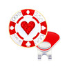 Red Heart Poker Chip Golf Ball Marker with Swarovski Crystals by Navika