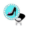 Black and Teal Stiletto Golf Ball Marker with Swarovski Crystals by Navika