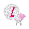 Initial "I" Pink Micro Pave Crystal Ball Marker with Hat Clip