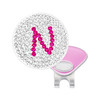 Initial "N" Pink Micro Pave Crystal Ball Marker with Hat Clip