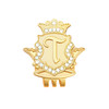 Royal Initial "T" Gold Ball Marker adorned with Crystals from Swarovski® + Matching Crown Clip