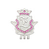 Silver INITIAL "E" Ball Marker adorned with Pink Crystals from Swarovski® + Matching Crown Clip