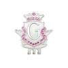 Silver INITIAL "G" Ball Marker adorned with Pink Crystals from Swarovski® + Matching Crown Clip