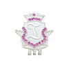 Silver INITIAL "I" Ball Marker adorned with Pink Crystals from Swarovski® + Matching Crown Clip