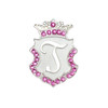 Silver INITIAL "J" Ball Marker adorned with Pink Crystals from Swarovski® + Matching Crown Clip