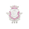 Silver INITIAL "O" Ball Marker adorned with Pink Crystals from Swarovski® + Matching Crown Clip