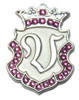 Silver INITIAL "V" Ball Marker adorned with Pink Crystals from Swarovski® + Matching Crown Clip