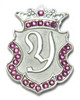 Silver INITIAL "Y" Ball Marker adorned with Pink Crystals from Swarovski® + Matching Crown Clip